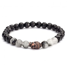 Bild von Mala Armband schwarzer Achat mit Buddha