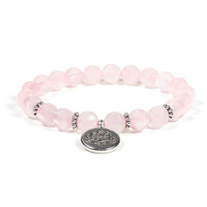 Zeige Details für Mala Armband Rosenquarz Lotus Bild von Mala Armband Rosenquarz Lotus