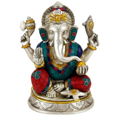 Zeige Details für Ganesha Statue mit Mosaik Bild von Ganesha Statue mit Mosaik