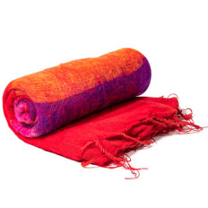 Zeige Details für Schal für die Meditation Rot mit Streifen Bild von Schal für die Meditation Rot mit Streifen