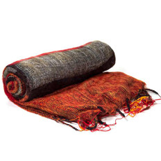 Zeige Details für Schal für die Meditation Orange-Rot mit Streifen Bild von Schal für die Meditation Orange-Rot mit Streifen