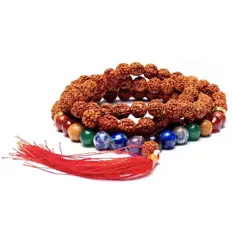 Bild von Mala Meditationskette Rudraksha Chakra Perlen 