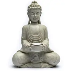 Zeige Details für Meditierender Buddha mit Kerzenhalter Bild von Meditierender Buddha mit Kerzenhalter