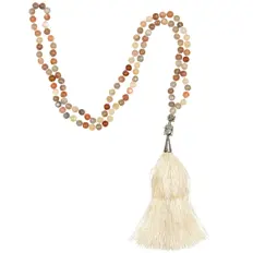 Zeige Details für Mala Mondstein – 108 Perlen mit Buddha-Anhänger & Quaste Bild von Mala Mondstein – 108 Perlen mit Buddha-Anhänger & Quaste