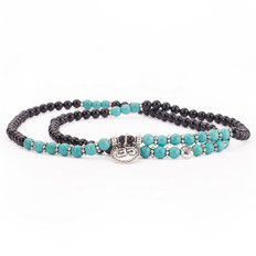Zeige Details für Mala Wickel-Armband mit Türkis und schwarzem Achat Bild von Mala Wickel-Armband mit Türkis und schwarzem Achat