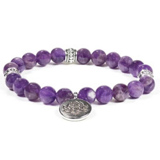 Zeige Details für Mala Armband Amethyst mit Lotus Anhänger Bild von Mala Armband Amethyst mit Lotus Anhänger