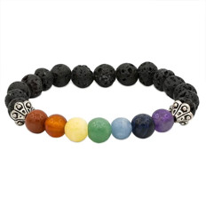 Zeige Details für Mala Armband 7 Chakren Lavastein Bild von Mala Armband 7 Chakren Lavastein