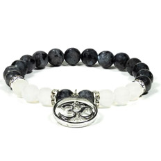 Zeige Details für Mala Armband Labradorit Achat Om Bild von Mala Armband Labradorit Achat Om