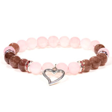 Zeige Details für Mala Armband Rosenquarz mit Herz Bild von Mala Armband Rosenquarz mit Herz