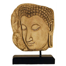 Zeige Details für Buddha Büste Relief Naturstein 25cm Bild von Buddha Büste Relief Naturstein 25cm