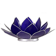 Zeige Details für Lotus Teelichthalter Indigo 6. Chakra silberfarbig Bild von Lotus Teelichthalter Indigo 6. Chakra silberfarbig