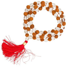 Zeige Details für Mala Kette Bergkristall Rudraksha Bild von Mala Kette Bergkristall Rudraksha