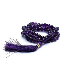Zeige Details für Mala Kette Amethyst 108 Perlen Bild von Mala Kette Amethyst 108 Perlen