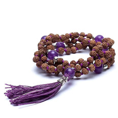 Zeige Details für Mala Rudraksha Amethyst violette Quaste Bild von Mala Rudraksha Amethyst violette Quaste