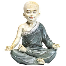 Zeige Details für Yoga Mönch Statue Om grau Bild von Yoga Mönch Statue Om grau