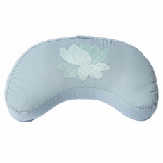 Meditationskissen mit Lotusblumenmotiv Blaues Meditationskissen mit einem eingestickten Lotusblumenmotiv
