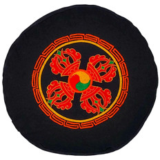 Zeige Details für Yogakissen mit Doppeldorje Black-Orange Stickerei Bild von Yogakissen mit Doppeldorje Black-Orange Stickerei