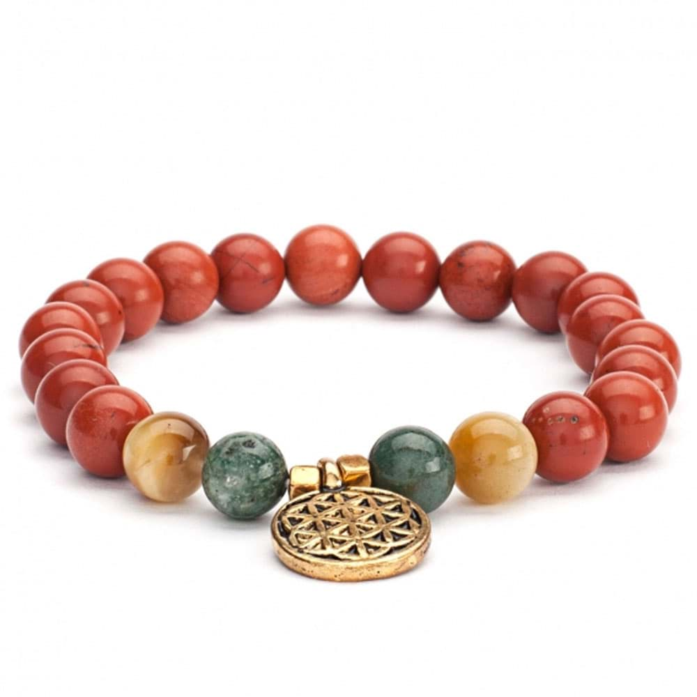 Bild von Mala-Armband Tigerauge Blume des Lebens