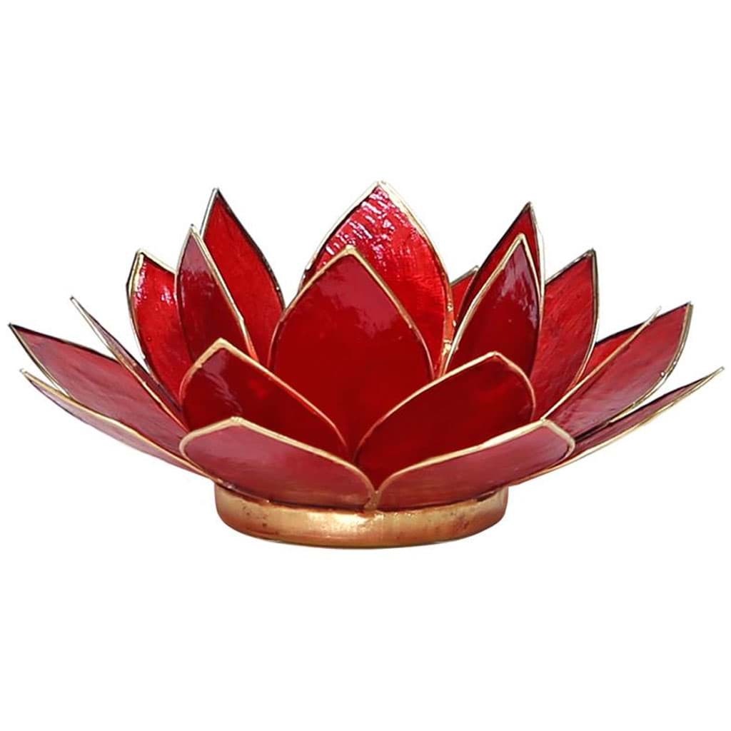 Stimmungsvoller Teelichthalter Lotus Glas rot 