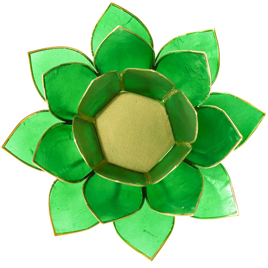 Stimmungsvoller Teelichthalter Lotus Glas grün 