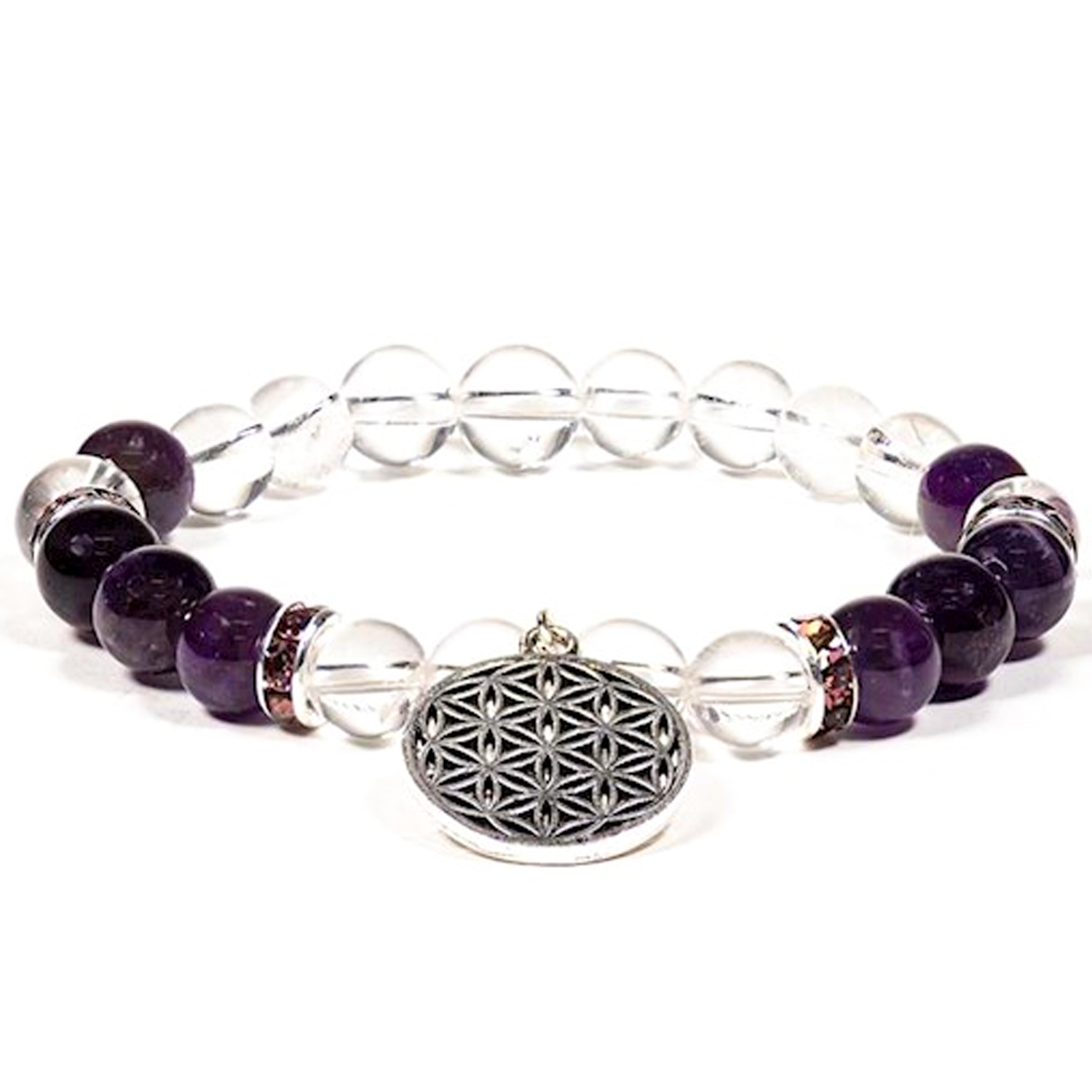 Bild von Mala Armband Bergkristall Blume des Lebens