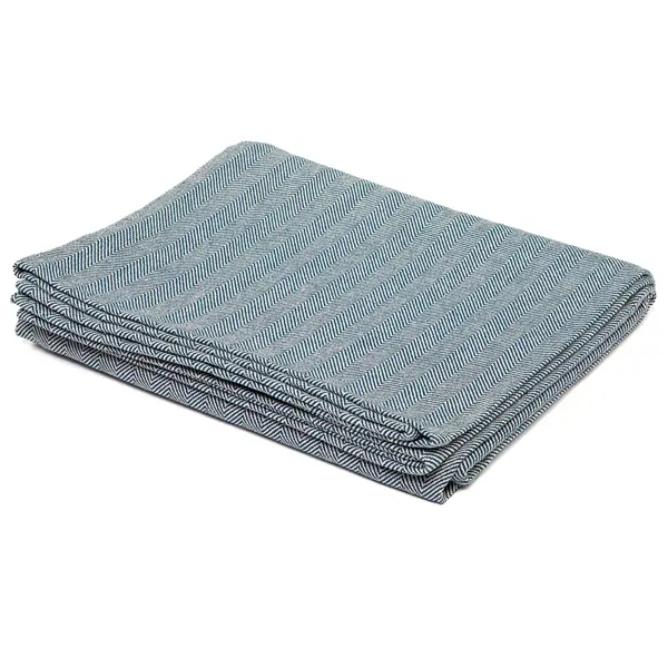 YOGISAN NIDRA Yoga Baumwolldecke Fischgrät Blue
