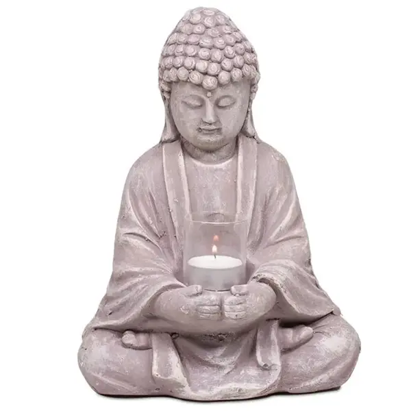 Bild von Buddha aus Zement mit Glas