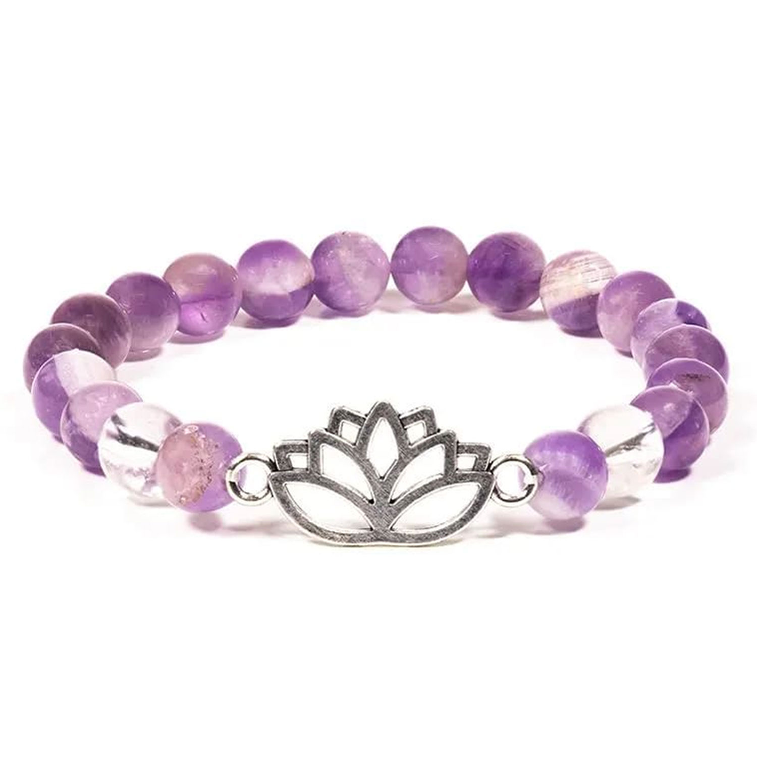 Bild von Mala Armband Chevron-Amethyst Bergkristall mit Lotus