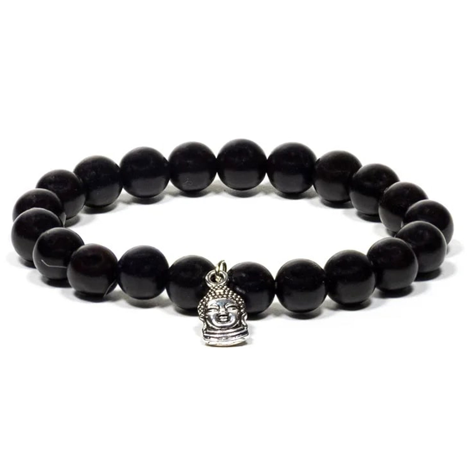 Bild von Mala Armband Black Wood mit Buddha Anhänger