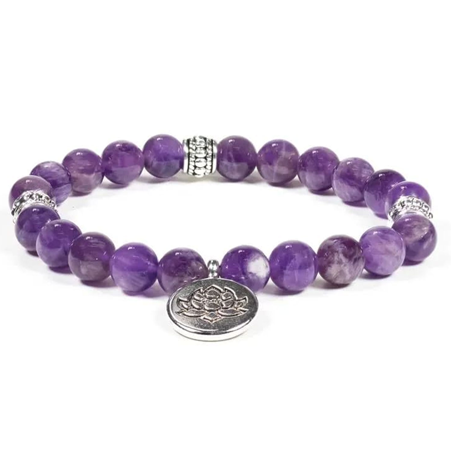 Bild von Mala Armband Amethyst mit Lotus Anhänger