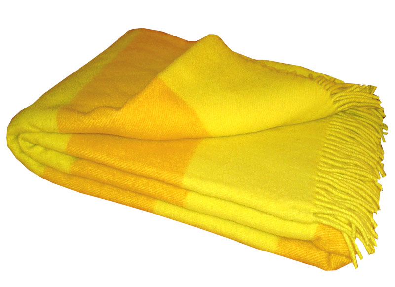 Bild von Klippan Wolldecke Neon Yellow-Orange Stripes