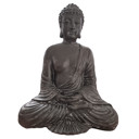 Sitzende Buddha-Figur aus schwarzem Polyresin, 17 cm