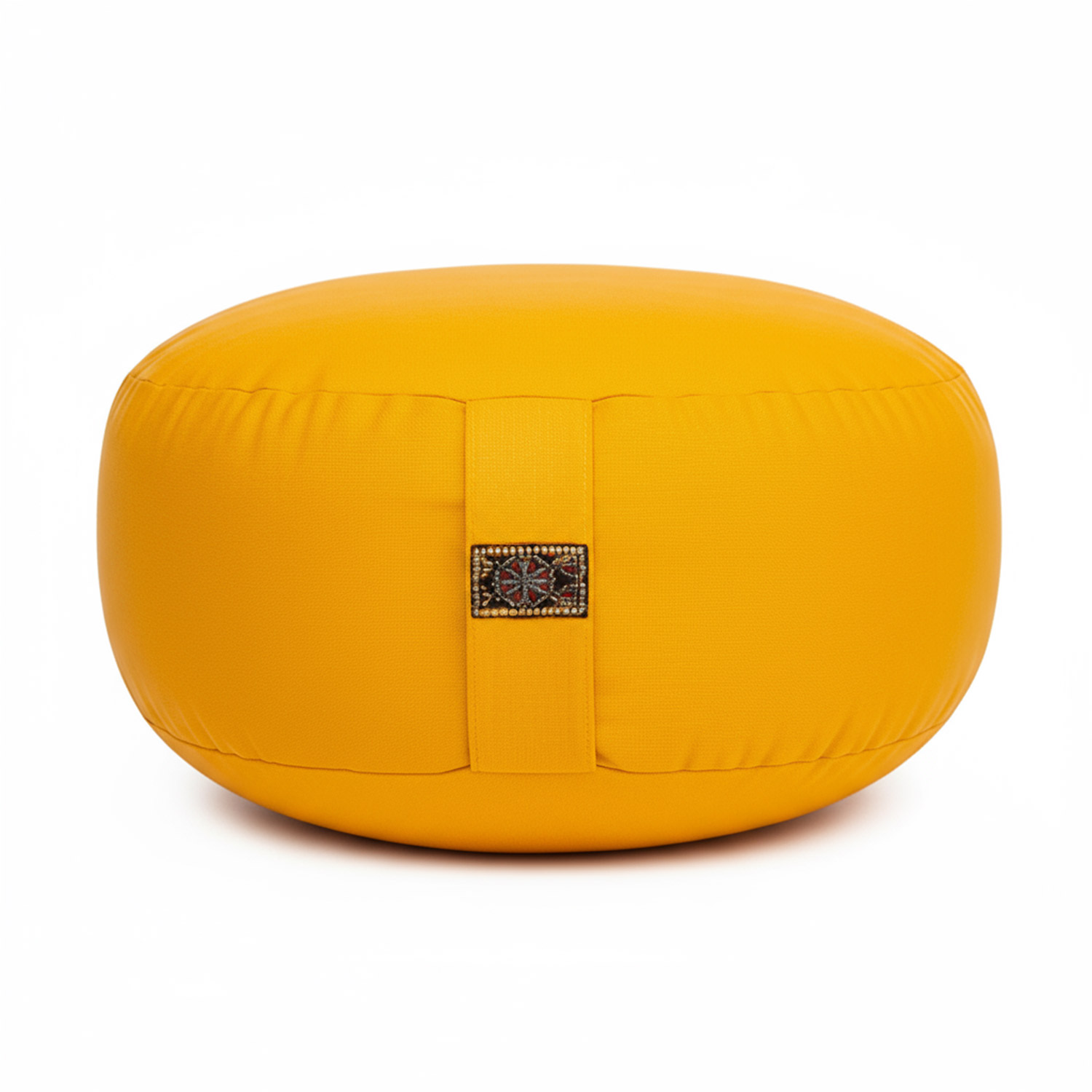 Gelbes rundes Meditationskissen mit Griff