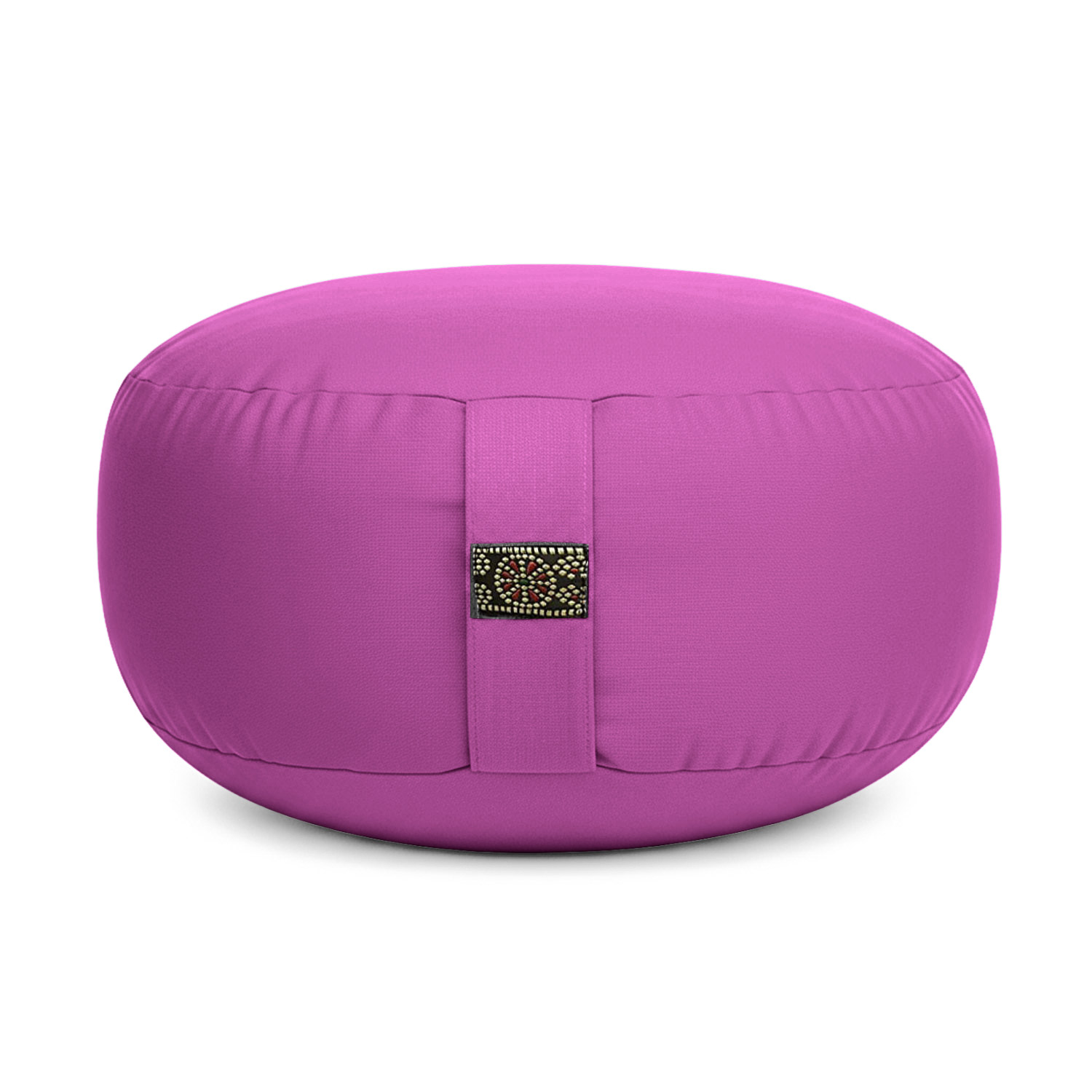 Lila Meditationskissen mit dekorativer Stickerei