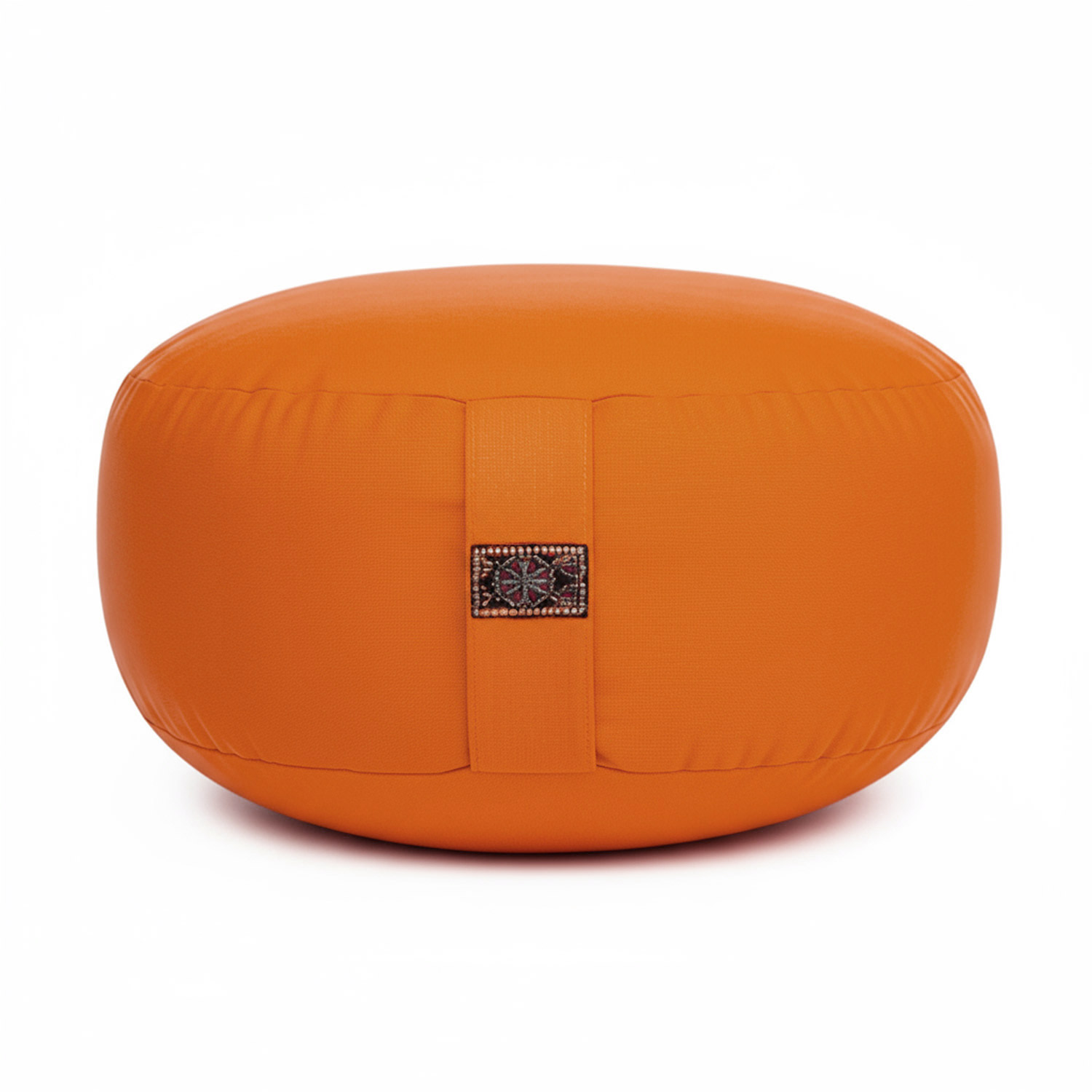 Rundes orangefarbenes Meditationskissen mit Griff