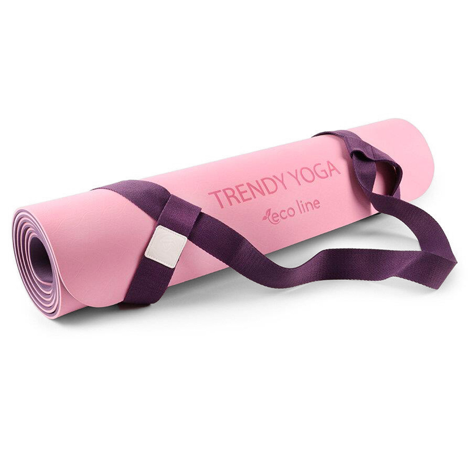 Rosa Yogamatte mit lila Tragegurt der Marke Trendy Yoga Eco Line