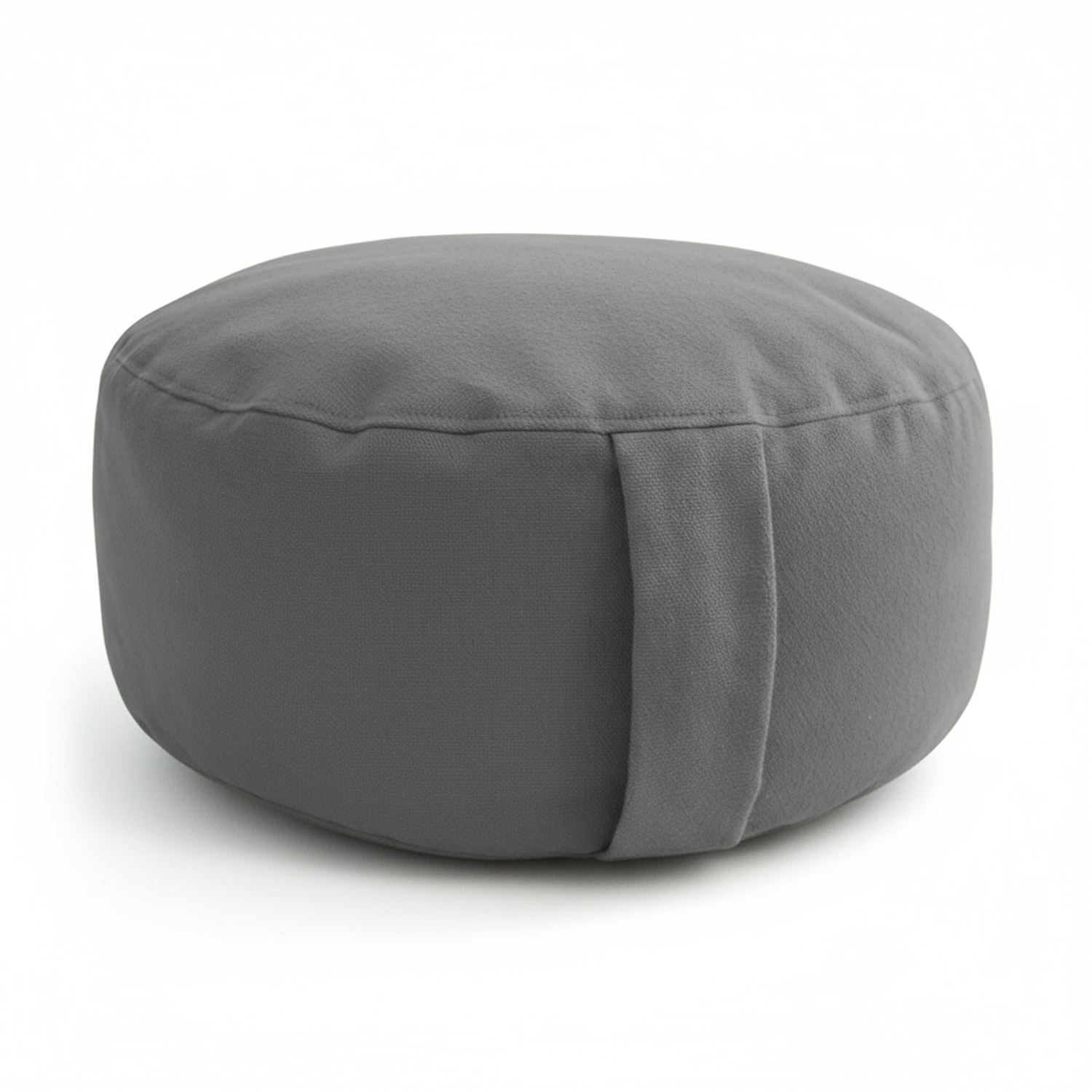 Graues rundes Sitzkissen auf weißem Hintergrund