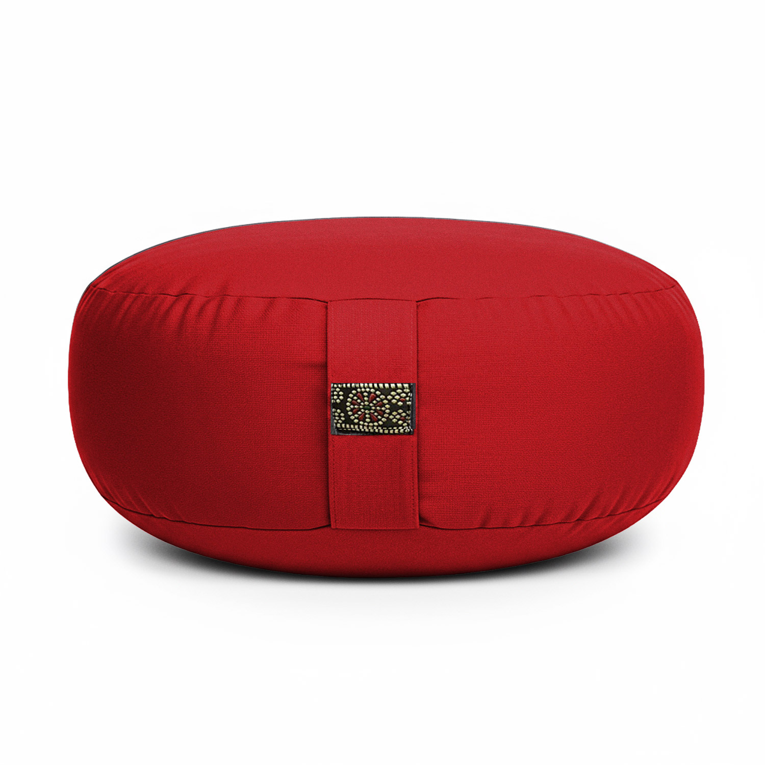 Rundes rotes Meditationskissen mit Verzierung