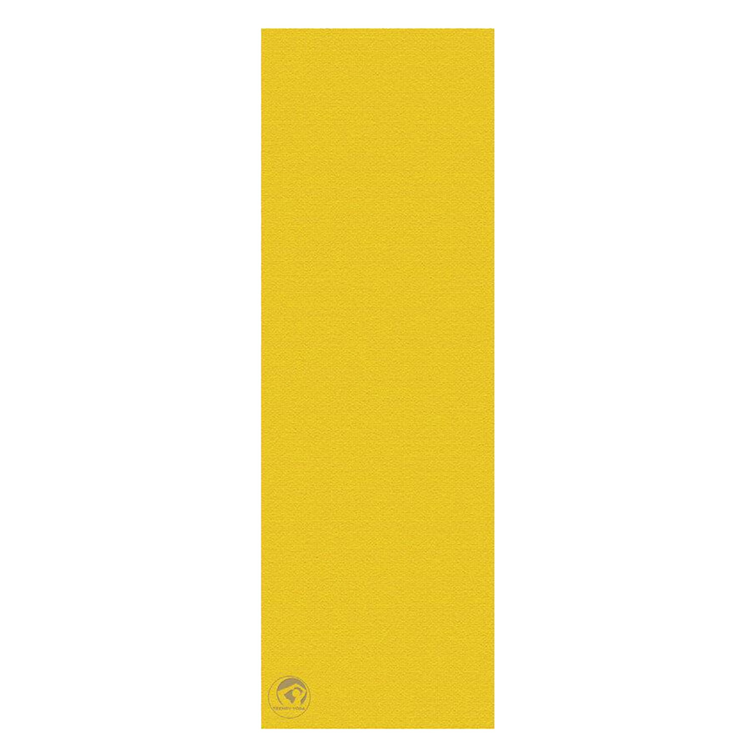 Gelbe Yogamatte auf weißem Hintergrund