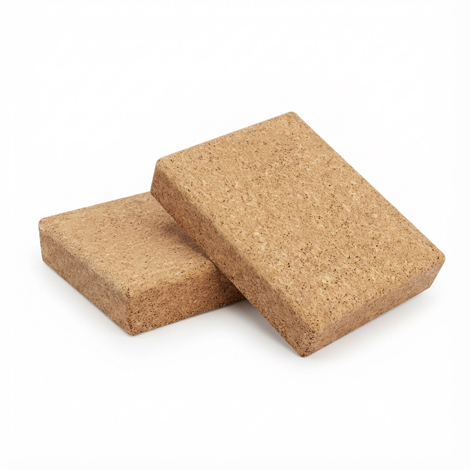 Bild von zwei rechteckigen Korkblöcken, die aufeinander gestapelt sind
