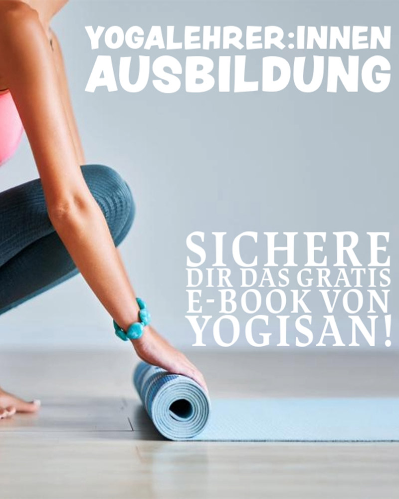 Digitales Cover des YOGISAN Ratgebers zur Yogalehrer-Ausbildung, bereit zum Herunterladen.