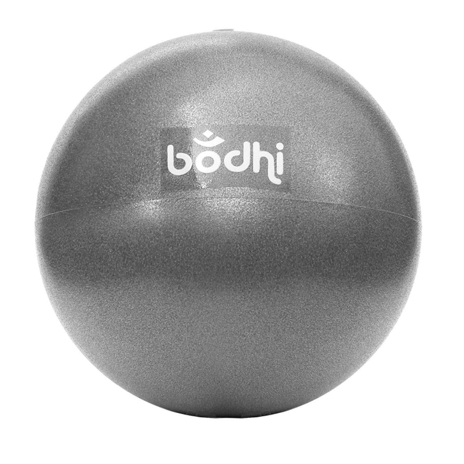 Grauer Pilatesball mit Bodhi-Logo, Ideal für Fitnessübungen