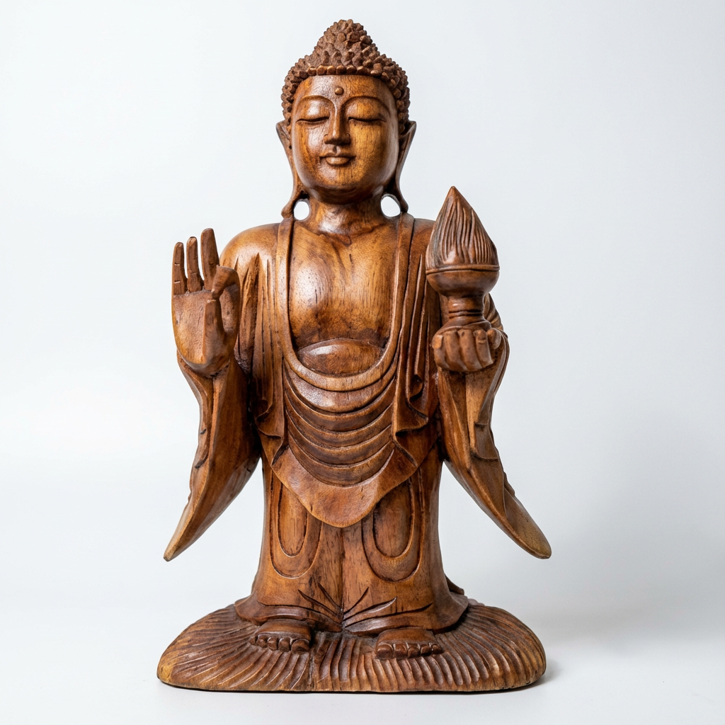 Bild von Stehender Buddha aus Suar Holz 40cm