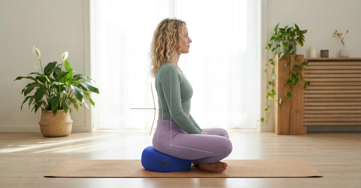 Yogakissen Basic Blau – Meditation im Sitzen, Ø 33 cm, Sitzhöhe 17 cm