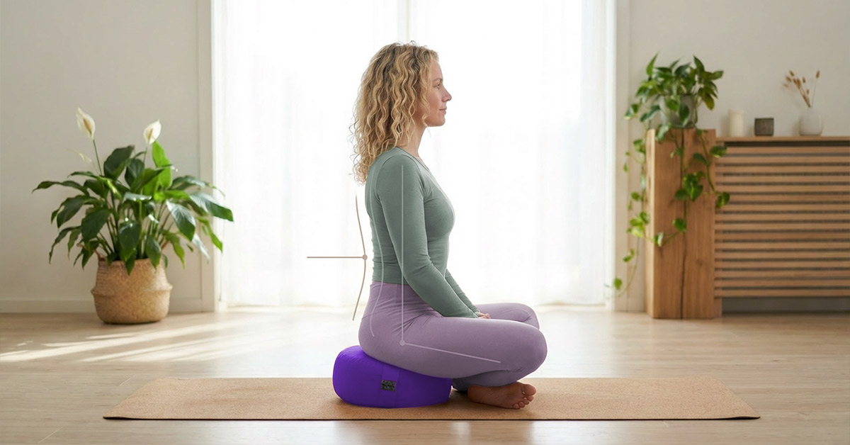 Yogakissen Basic Lila – Meditation im Sitzen, Ø 33 cm, Sitzhöhe 17 cm