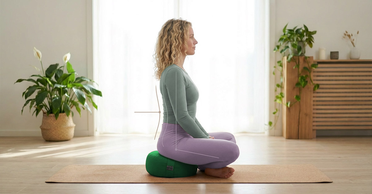 Yogakissen Basic Grün – Meditation im Sitzen, Ø 33 cm, Sitzhöhe 17 cm