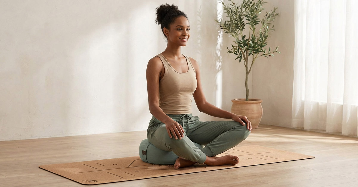 Yogakissen Basic – Anwendung im Sitzen, Ø 33 cm, Sitzhöhe 17 cm