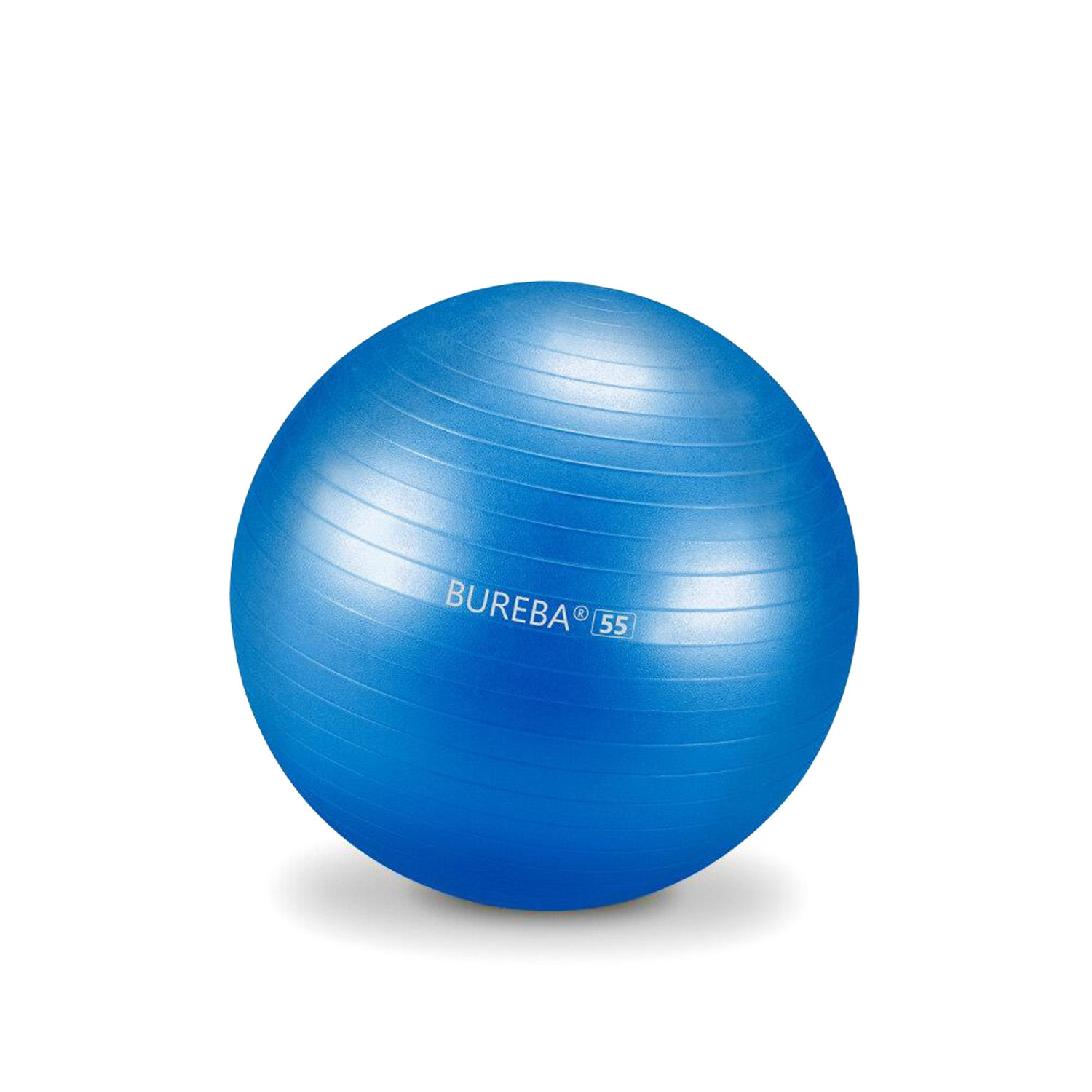 Blauer Gymnastikball mit der Aufschrift Bureba 55