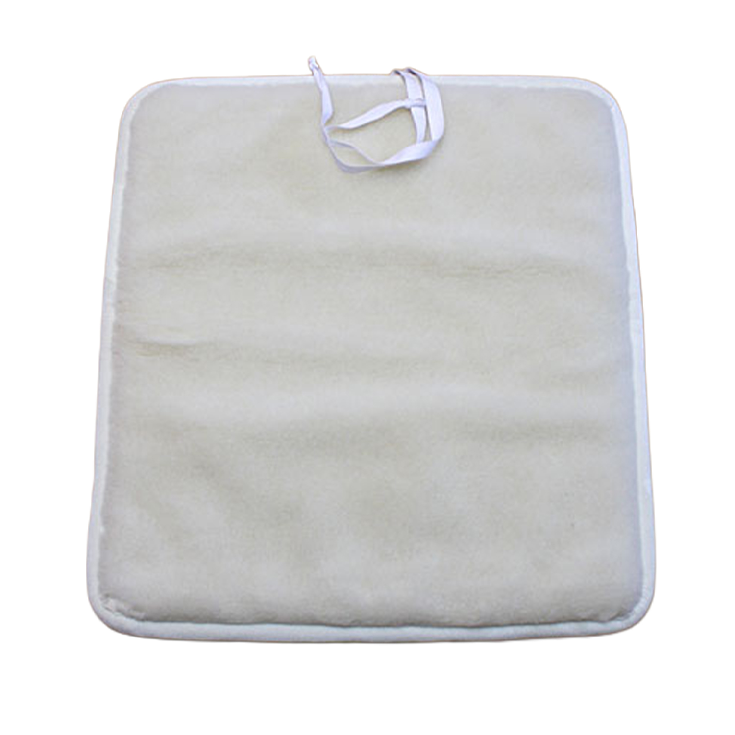Quadratische, helle Sitzauflage mit weicher Oberfläche und einem Befestigungsband oben