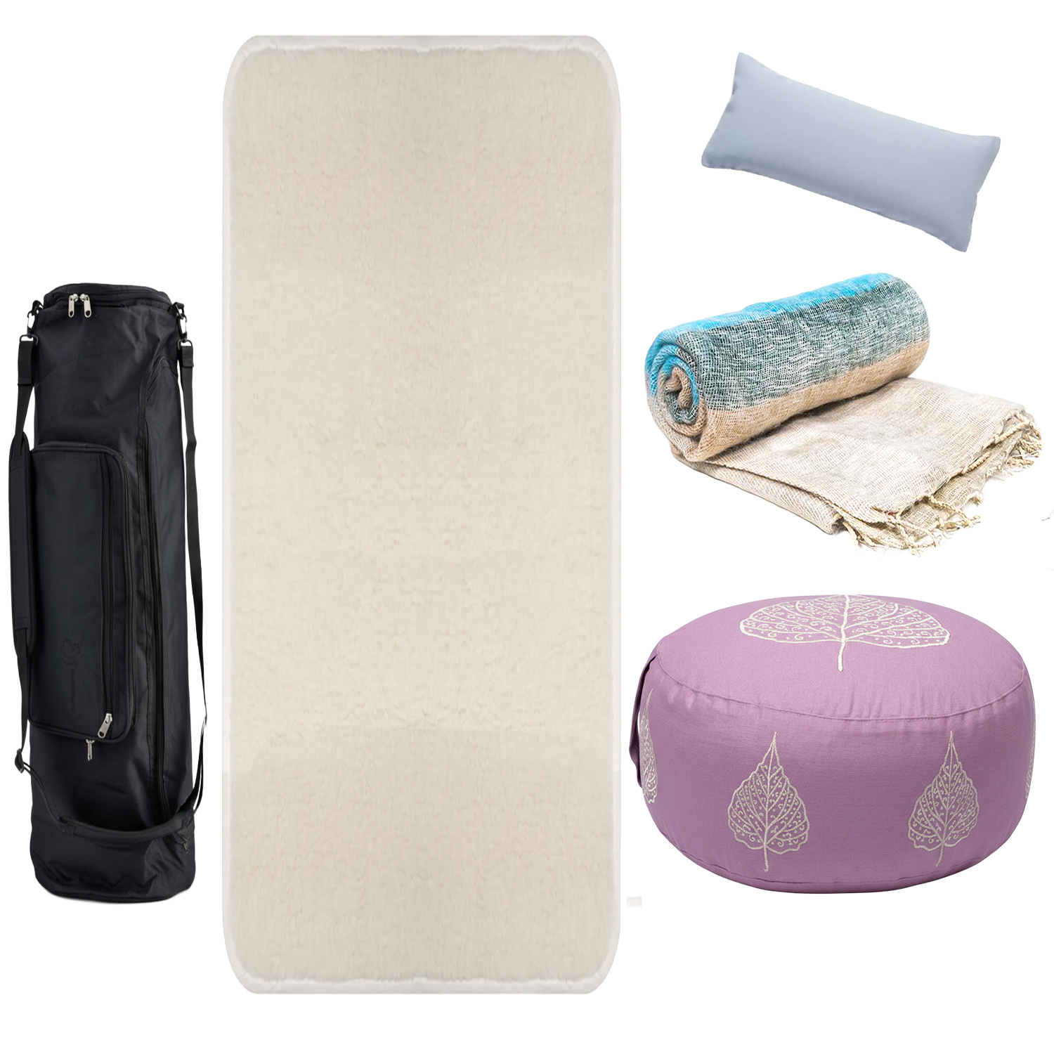 5-teiliges Yin Yoga Set mit Schurwollmatte
